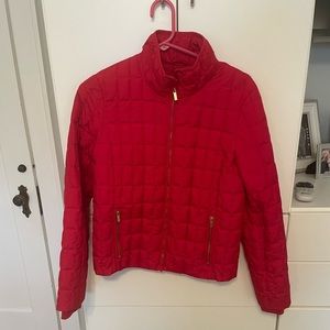 Red JCrew quilted jacket
